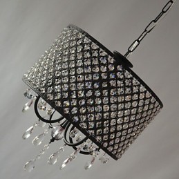 Modern Contemporary Drum Crystal Chrome Chandelier