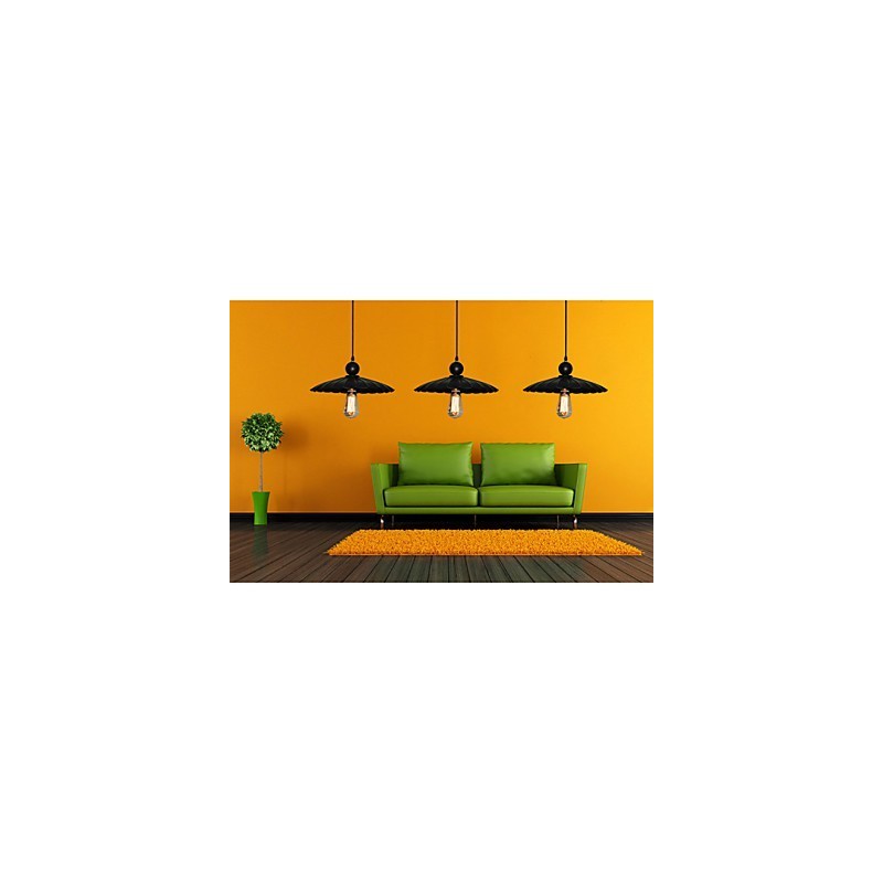 Medium Vintage Black Umbrella Metal Pendant With One Light