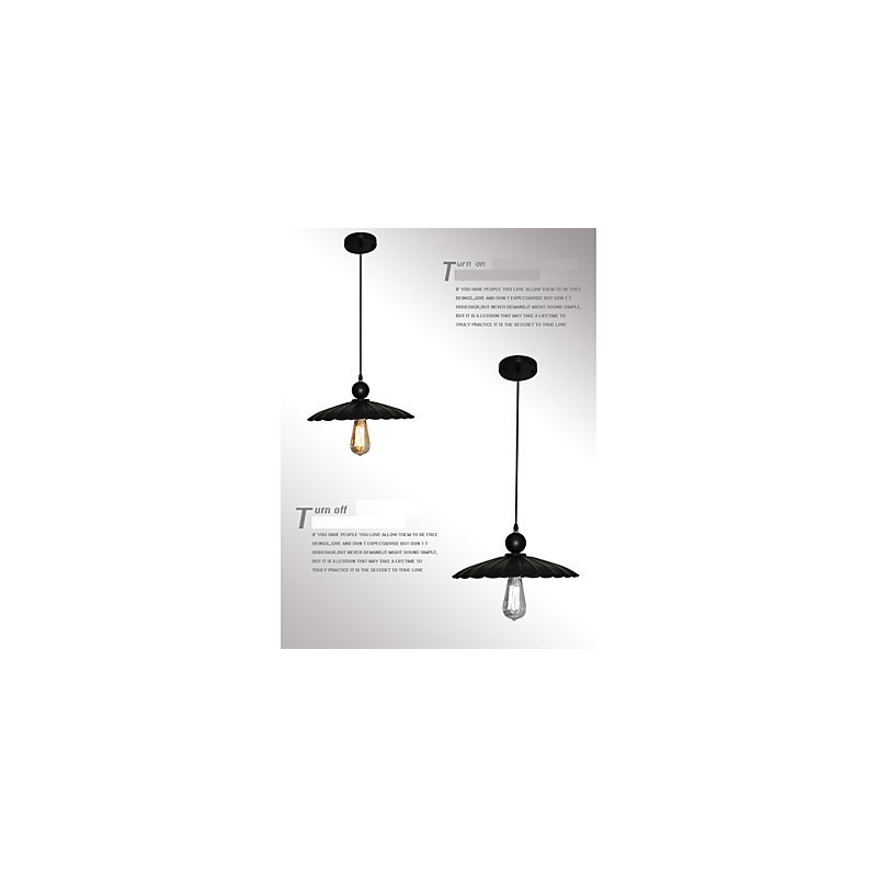 Medium Vintage Black Umbrella Metal Pendant With One Light