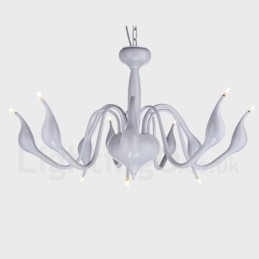 9 Light White Modern Contemporary Electroplated Metal Chandelier