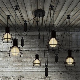 5 Heads Chandelier Rustic Lodge Vintage Retro Country Metal