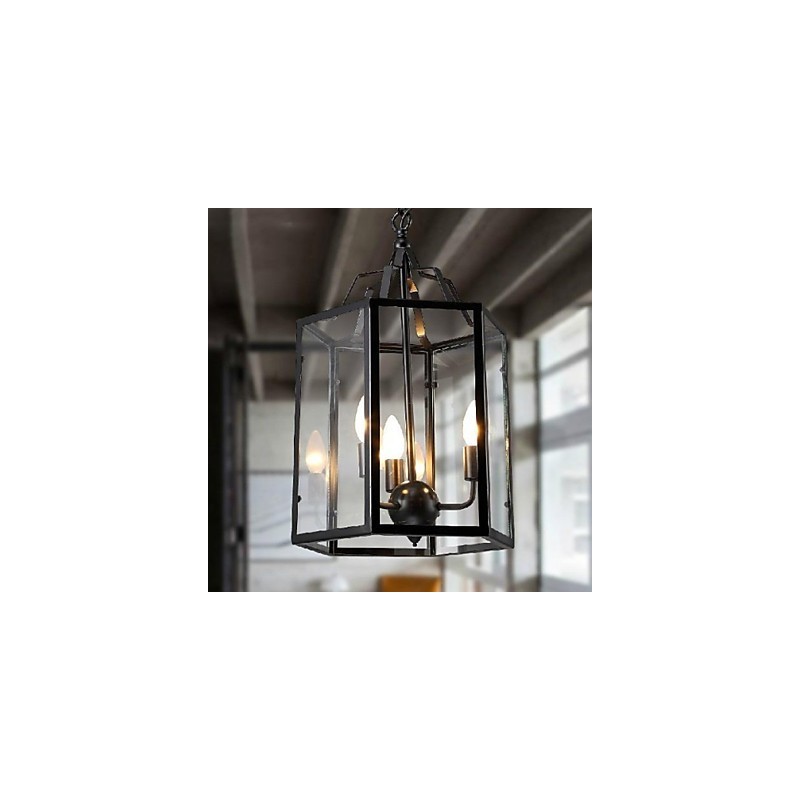 Traditional Classic Vintage Retro Lantern Country Mini Style Painting Metal Pendant Light Dining