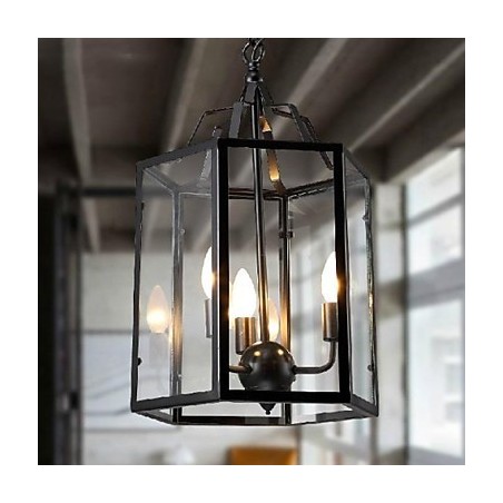 Traditional Classic Vintage Retro Lantern Country Mini Style Painting Metal Pendant Light Dining