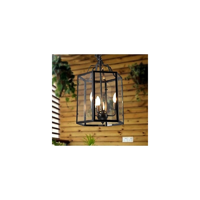 Traditional Classic Vintage Retro Lantern Country Mini Style Painting Metal Pendant Light Dining