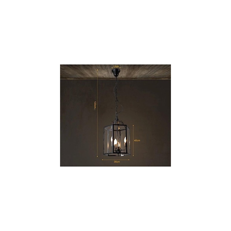 Traditional Classic Vintage Retro Lantern Country Mini Style Painting Metal Pendant Light Dining