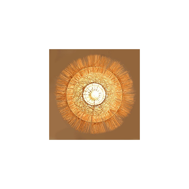 Modern Rural Cany Art Woven Rattan Single Head Droplight Lamp
