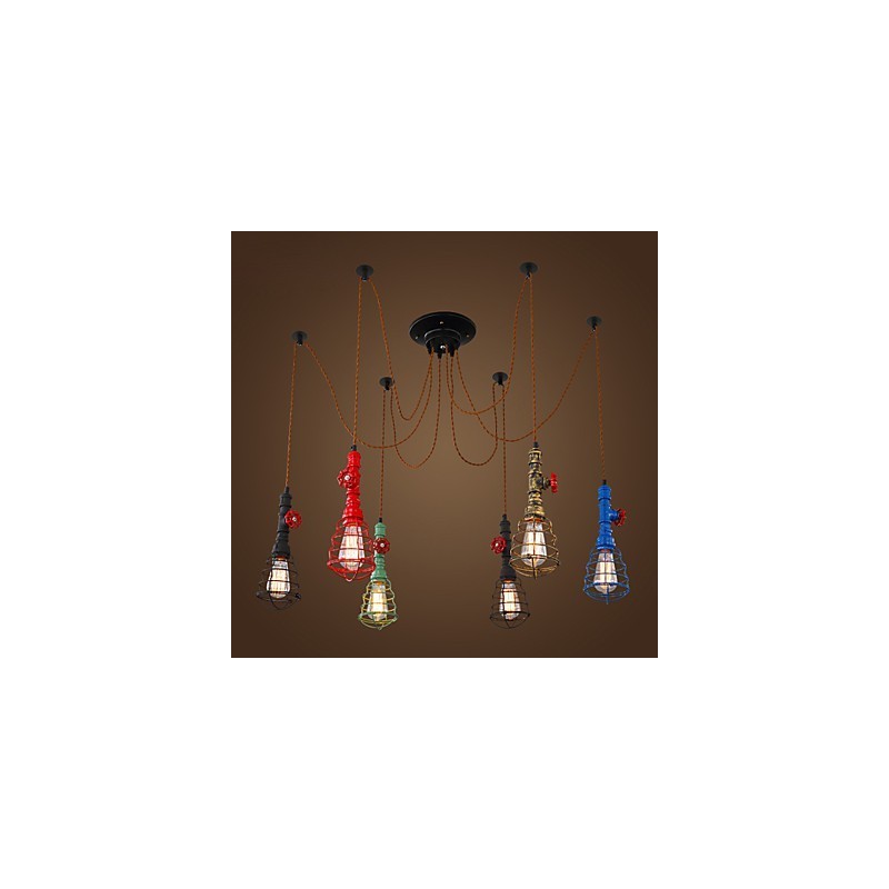 6 Lights Vintage Pendant Light Waterpipe Design Lights