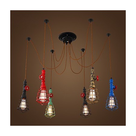 6 Lights Vintage Pendant Light Waterpipe Design Lights