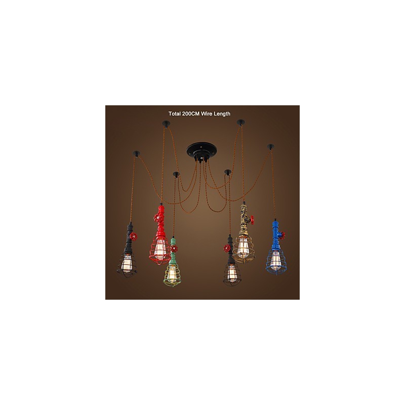 6 Lights Vintage Pendant Light Waterpipe Design Lights