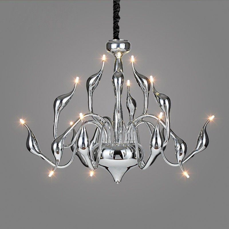 15 Light Silver Modern Contemporary Chrome Electroplated Metal Chandelier