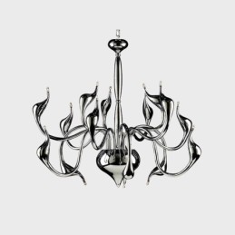15 Light Silver Modern Contemporary Chrome Electroplated Metal Chandelier