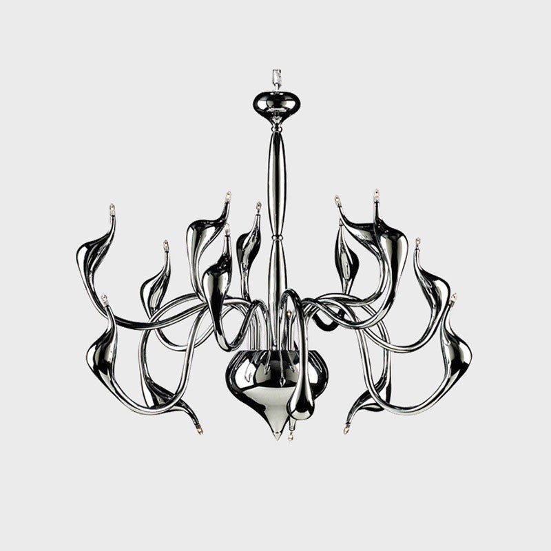15 Light Silver Modern Contemporary Chrome Electroplated Metal Chandelier