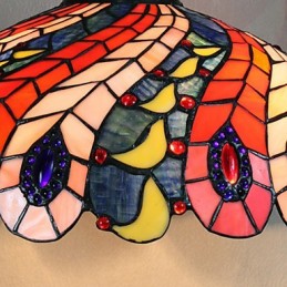 Pendant Light with 2 Light in Peacock Feather Patterned Shade