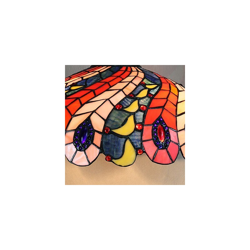 Pendant Light with 2 Light in Peacock Feather Patterned Shade