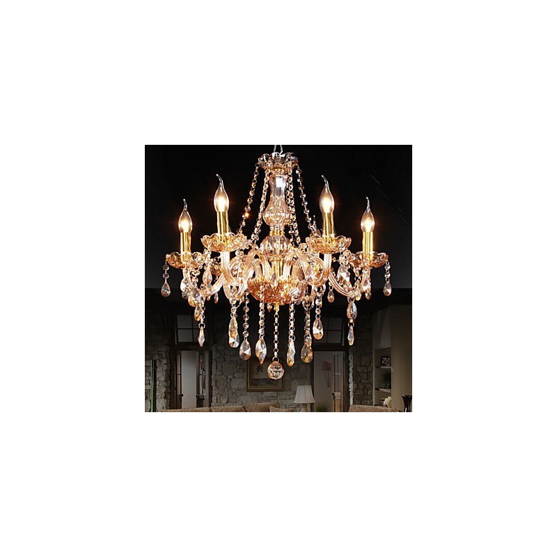 Amber 6 Lights Elegant Crystal Chandelier for Home