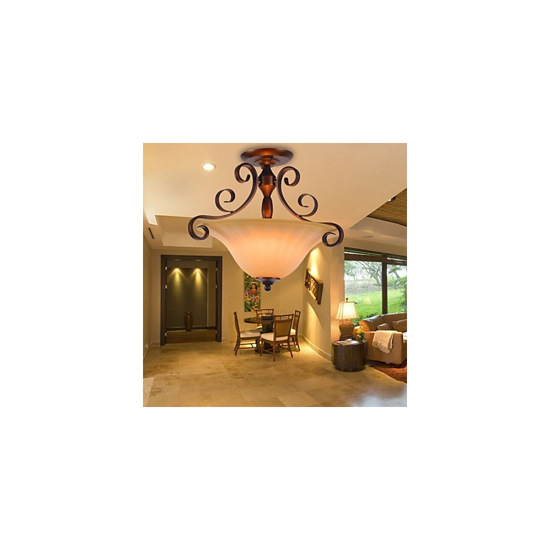 Rustic Lodge Vintage Mini Style Painting Metal Pendant Light