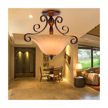 Rustic Lodge Vintage Mini Style Painting Metal Pendant Light