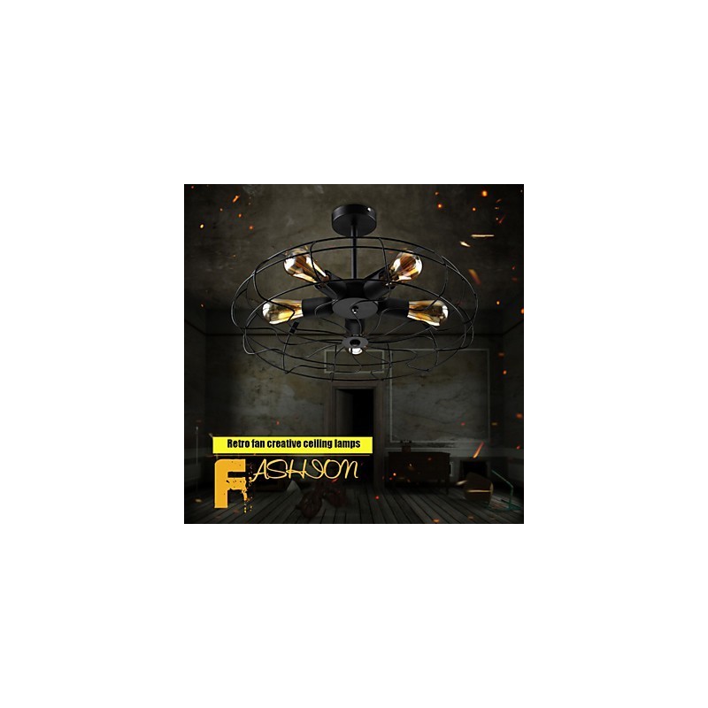 Industrial Vintage Metal Fan Pendant Lamp Steampunk Ceiling Chandelier Light