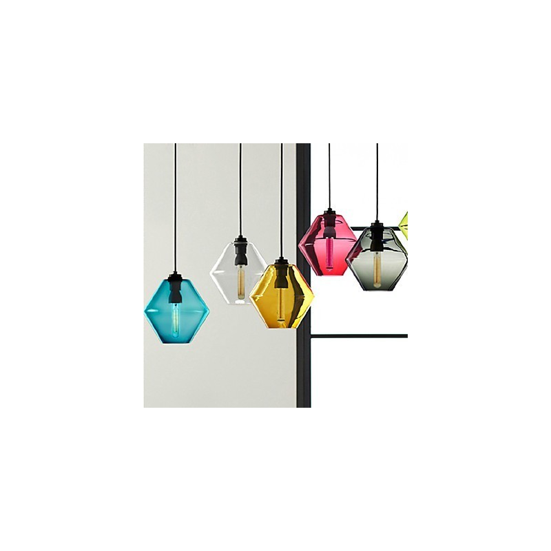 Candy Color Single Head Art Glass Chandelier Pendant Light with Glass Shade (Grey Yellow Green Red Pink Blue White)
