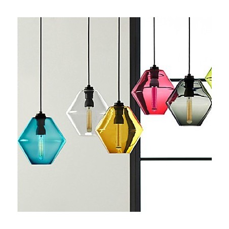 Candy Color Single Head Art Glass Chandelier Pendant Light with Glass Shade (Grey Yellow Green Red Pink Blue White)