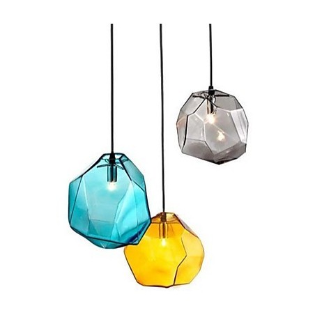 Creative Ice Crystal Glass Diamond Pendant Chromatic Droplight Lamp Light