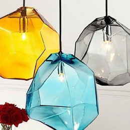 Creative Ice Crystal Glass Diamond Pendant Chromatic Droplight Lamp Light