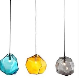 Creative Ice Crystal Glass Diamond Pendant Chromatic Droplight Lamp Light