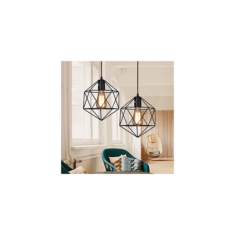 Geometrical Line Diamond Wrought Iron Chandelier Pendant Light Modern Contemporary