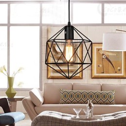 Geometrical Line Diamond Wrought Iron Chandelier Pendant Light Modern Contemporary