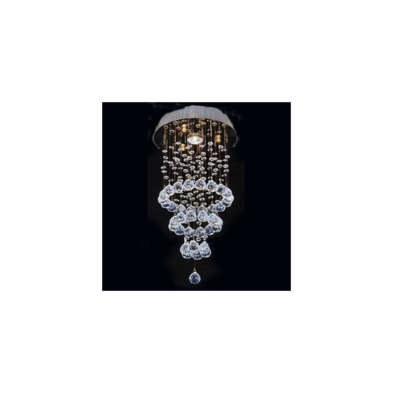 Modern Contemporary Crystal Electroplated Metal Flush Mount