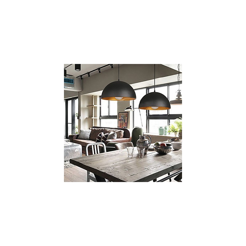 Creative Lamp Round Chimney Droplight Wrought Iron Character Meals Chandelier Black And White