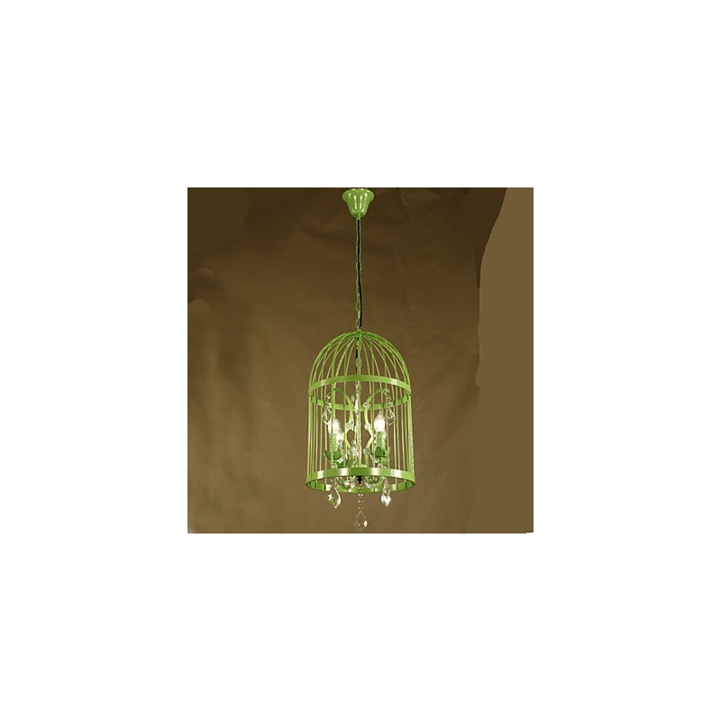 Vintage Iron Cage Staircase Lamp Chandelier Crystal