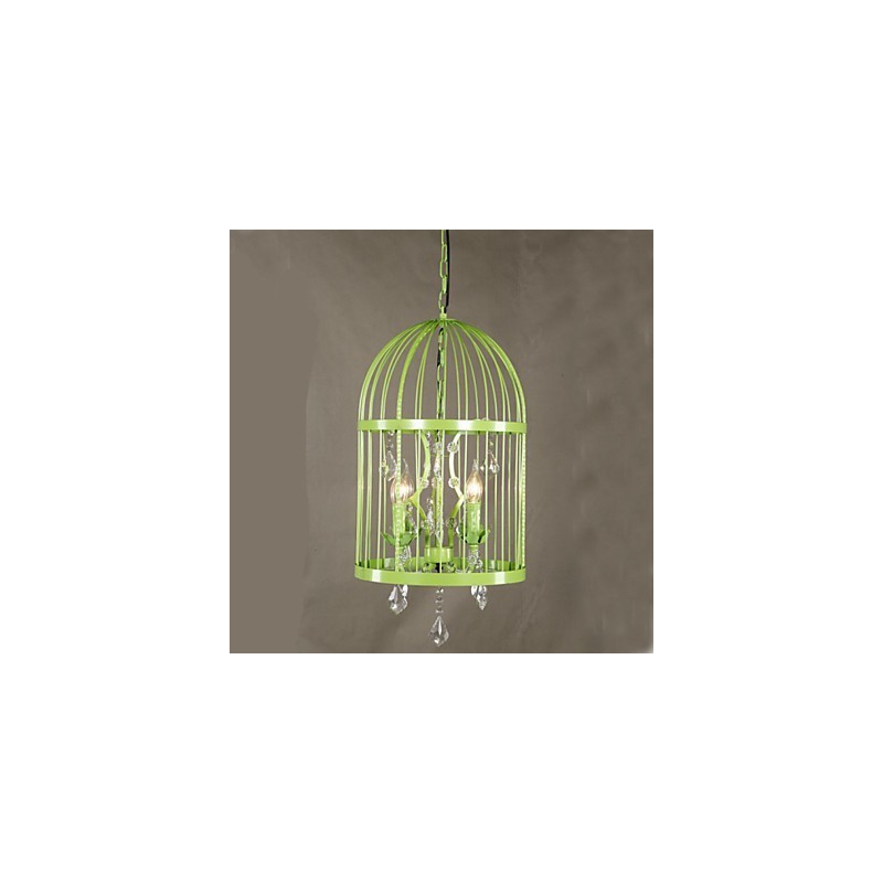 Vintage Iron Cage Staircase Lamp Chandelier Crystal