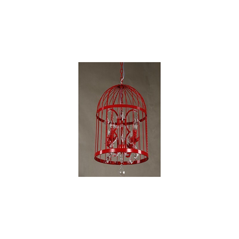 Vintage Iron Cage Staircase Lamp Chandelier Crystal