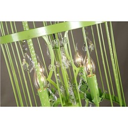 Vintage Iron Cage Staircase Lamp Chandelier Crystal