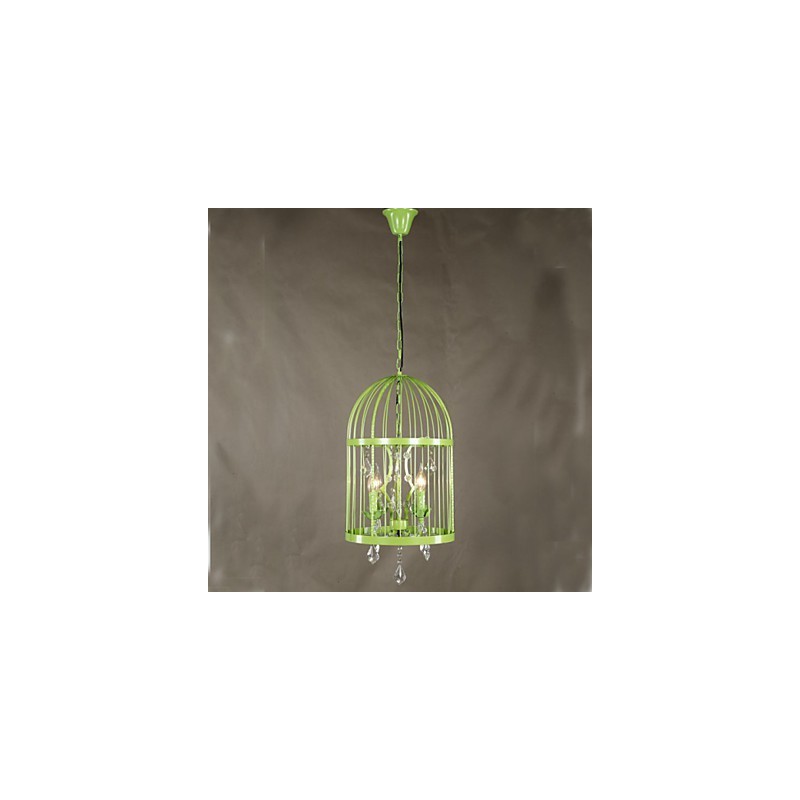 Vintage Iron Cage Staircase Lamp Chandelier Crystal