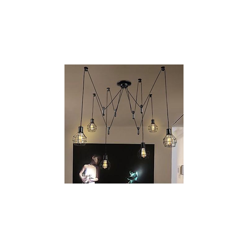 6 Lights Country Designers Metal Pendant Light