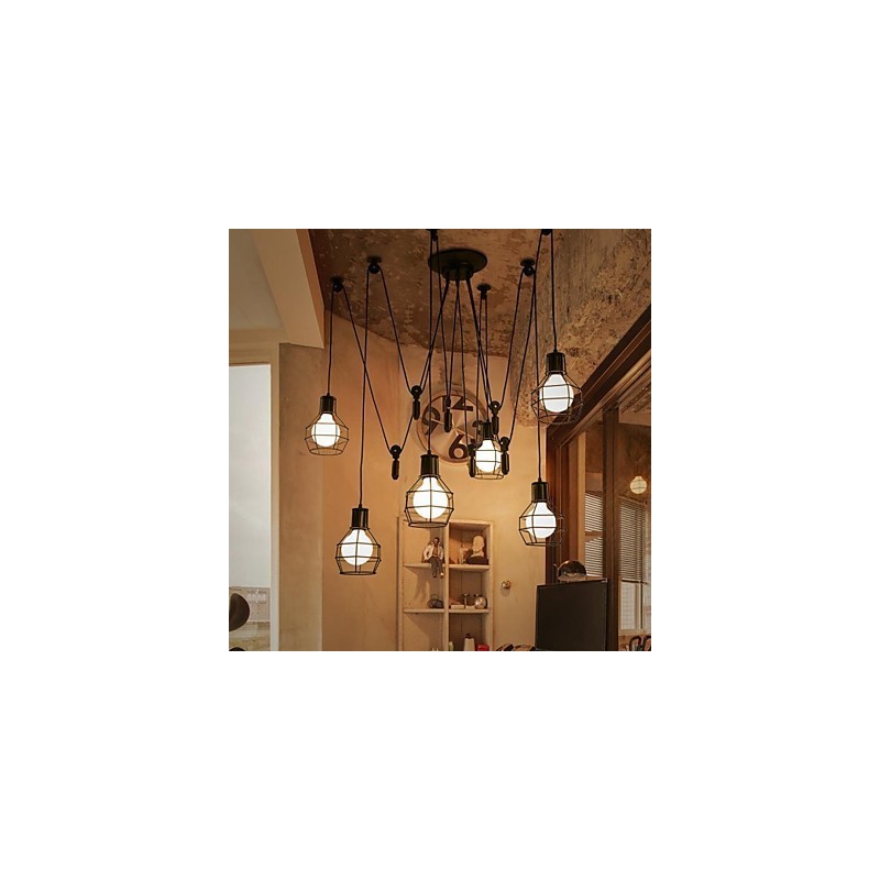 6 Lights Country Designers Metal Pendant Light