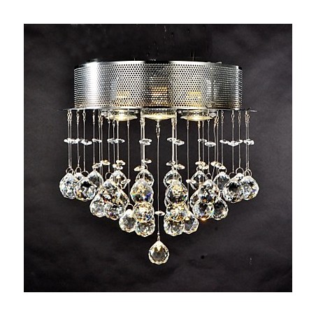 Traditional Classic Crystal Chrome Metal Flush Mount