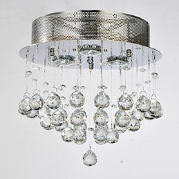 Traditional Classic Crystal Chrome Metal Flush Mount