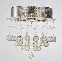 Traditional Classic Crystal Chrome Metal Flush Mount
