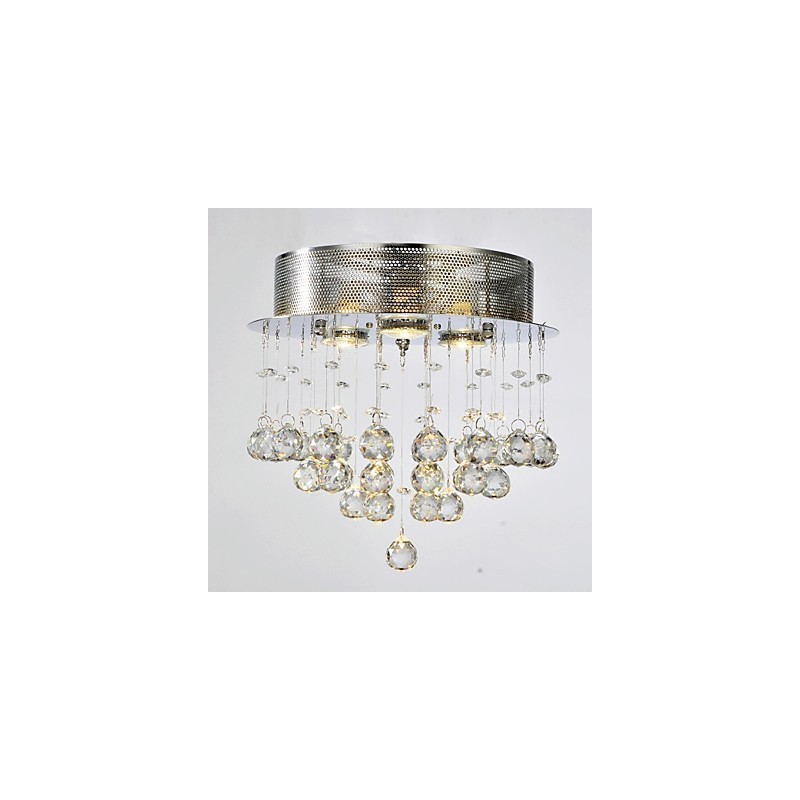 Traditional Classic Crystal Chrome Metal Flush Mount