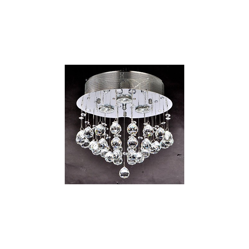 Traditional Classic Crystal Chrome Metal Flush Mount