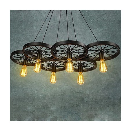 Loft Pendant Light Wheel Chandelier Rustic Vintage Retro Country Dining Metal+Painting
