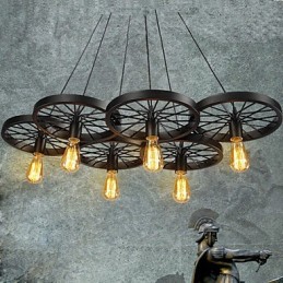 Loft Pendant Light Wheel Chandelier Rustic Vintage Retro Country Dining Metal+Painting