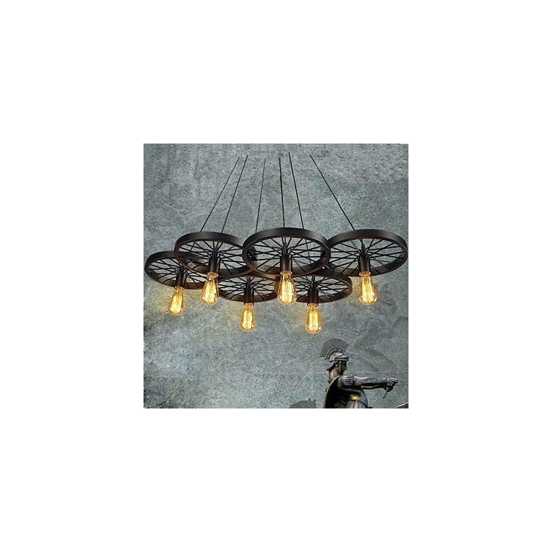 Loft Pendant Light Wheel Chandelier Rustic Vintage Retro Country Dining Metal+Painting