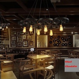 Loft Pendant Light Wheel Chandelier Rustic Vintage Retro Country Dining Metal+Painting
