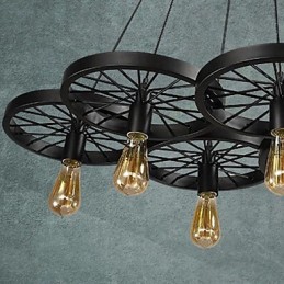 Loft Pendant Light Wheel Chandelier Rustic Vintage Retro Country Dining Metal+Painting