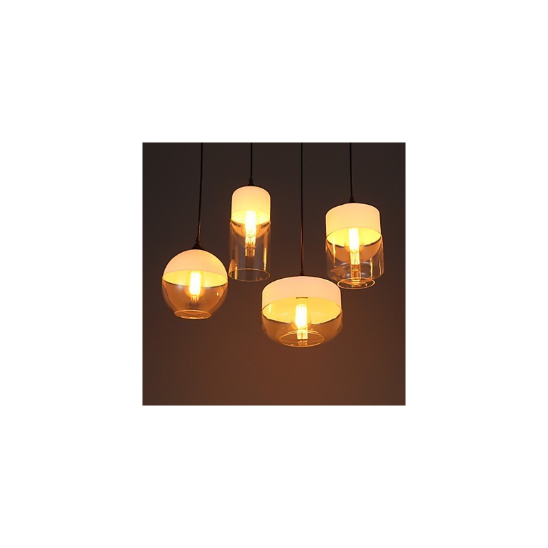 The Nordic Creative Stair Shop'S Art Wrought Iron Glass Chandelier Lamp