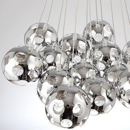 Modern Contemporary Globe Chrome Metal Pendant Light